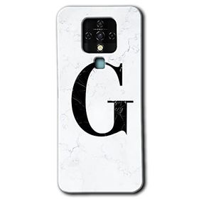 Tecno Camon 16 Beyaz Mermer Desenli G Harfi Baskılı Uyumlu Silikon Kılıf