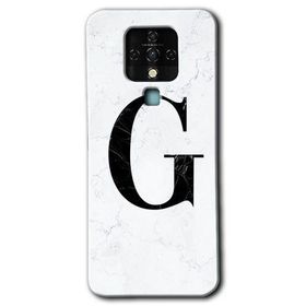 Tecno Camon 16 Beyaz Mermer Desenli G Harfi Baskılı Uyumlu Silikon Kılıf