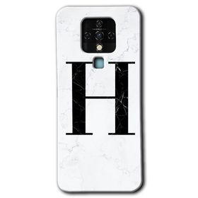 Tecno Camon 16 Beyaz Mermer Desenli H Harfi Baskılı Uyumlu Silikon Kılıf