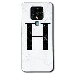 Tecno Camon 16 Beyaz Mermer Desenli H Harfi Baskılı Uyumlu Silikon Kılıf
