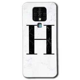 Tecno Camon 16 Beyaz Mermer Desenli H Harfi Baskılı Uyumlu Silikon Kılıf