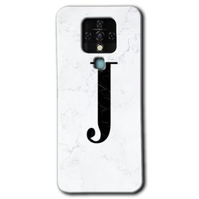 Tecno Camon 16 Beyaz Mermer Desenli J Harfi Baskılı Uyumlu Silikon Kılıf