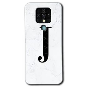 Tecno Camon 16 Beyaz Mermer Desenli J Harfi Baskılı Uyumlu Silikon Kılıf