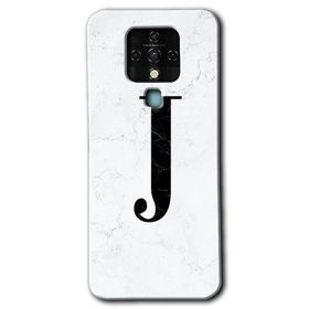 Tecno Camon 16 Beyaz Mermer Desenli J Harfi Baskılı Uyumlu Silikon Kılıf