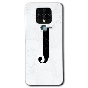 Tecno Camon 16 Beyaz Mermer Desenli J Harfi Baskılı Uyumlu Silikon Kılıf