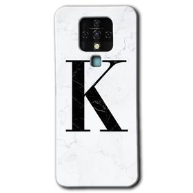 Tecno Camon 16 Beyaz Mermer Desenli K Harfi Baskılı Uyumlu Silikon Kılıf
