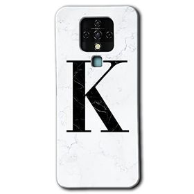 Tecno Camon 16 Beyaz Mermer Desenli K Harfi Baskılı Uyumlu Silikon Kılıf
