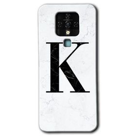 Tecno Camon 16 Beyaz Mermer Desenli K Harfi Baskılı Uyumlu Silikon Kılıf
