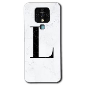 Tecno Camon 16 Beyaz Mermer Desenli L Harfi Baskılı Uyumlu Silikon Kılıf