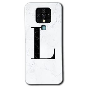 Tecno Camon 16 Beyaz Mermer Desenli L Harfi Baskılı Uyumlu Silikon Kılıf