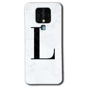 Tecno Camon 16 Beyaz Mermer Desenli L Harfi Baskılı Uyumlu Silikon Kılıf