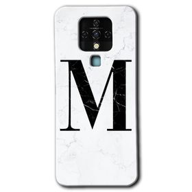 Tecno Camon 16 Beyaz Mermer Desenli M Harfi Baskılı Uyumlu Silikon Kılıf