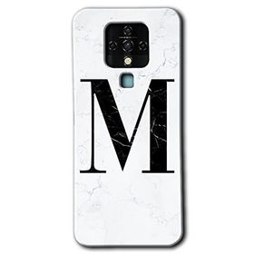 Tecno Camon 16 Beyaz Mermer Desenli M Harfi Baskılı Uyumlu Silikon Kılıf