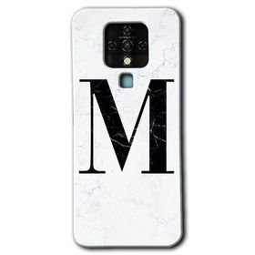 Tecno Camon 16 Beyaz Mermer Desenli M Harfi Baskılı Uyumlu Silikon Kılıf