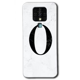 Tecno Camon 16 Beyaz Mermer Desenli O Harfi Baskılı Uyumlu Silikon Kılıf