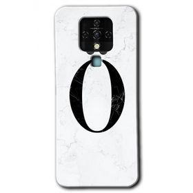 Tecno Camon 16 Beyaz Mermer Desenli O Harfi Baskılı Uyumlu Silikon Kılıf