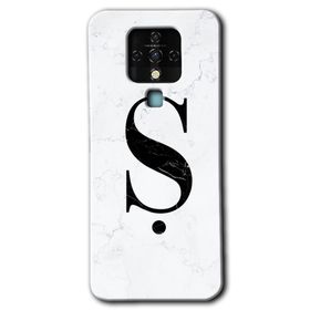 Tecno Camon 16 Beyaz Mermer Desenli S Harfi Baskılı Uyumlu Silikon Kılıf