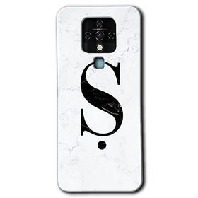 Tecno Camon 16 Beyaz Mermer Desenli S Harfi Baskılı Uyumlu Silikon Kılıf