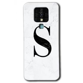 Tecno Camon 16 Beyaz Mermer Desenli S Harfi Baskılı Uyumlu Silikon Kılıf