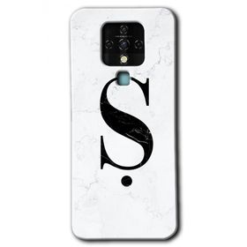 Tecno Camon 16 Beyaz Mermer Desenli S Harfi Baskılı Uyumlu Silikon Kılıf