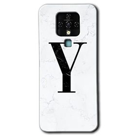 Tecno Camon 16 Beyaz Mermer Desenli Y Harfi Baskılı Uyumlu Silikon Kılıf