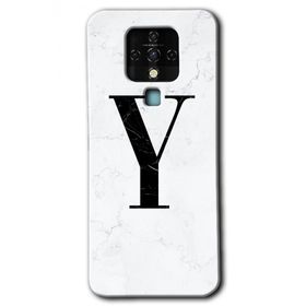 Tecno Camon 16 Beyaz Mermer Desenli Y Harfi Baskılı Uyumlu Silikon Kılıf