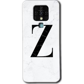 Tecno Camon 16 Beyaz Mermer Desenli Z Harfi Baskılı Uyumlu Silikon Kılıf