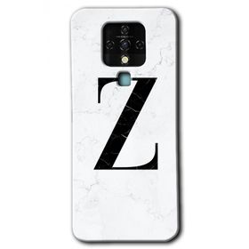 Tecno Camon 16 Beyaz Mermer Desenli Z Harfi Baskılı Uyumlu Silikon Kılıf