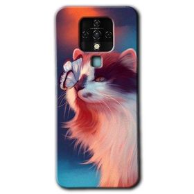 Tecno Camon 16 Cat Butterfly Baskılı Uyumlu Silikon Kılıf