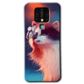 Tecno Camon 16 Cat Butterfly Baskılı Uyumlu Silikon Kılıf