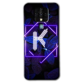 Tecno Camon 16 Dark Neon Yaprak K Harfi Baskılı Uyumlu Silikon Kılıf