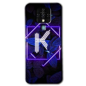 Tecno Camon 16 Dark Neon Yaprak K Harfi Baskılı Uyumlu Silikon Kılıf