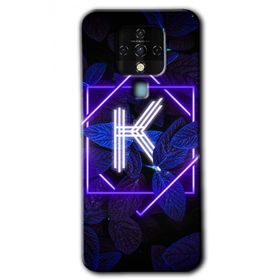 Tecno Camon 16 Dark Neon Yaprak K Harfi Baskılı Uyumlu Silikon Kılıf