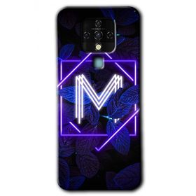 Tecno Camon 16 Dark Neon Yaprak M Harfi Baskılı Uyumlu Silikon Kılıf
