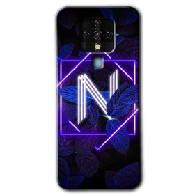 Tecno Camon 16 Dark Neon Yaprak N Harfi Baskılı Uyumlu Silikon Kılıf