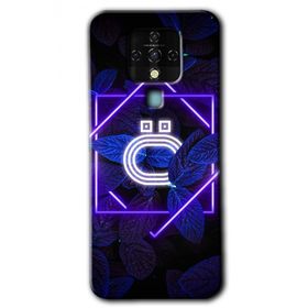 Tecno Camon 16 Dark Neon Yaprak O Harfi Baskılı Uyumlu Silikon Kılıf