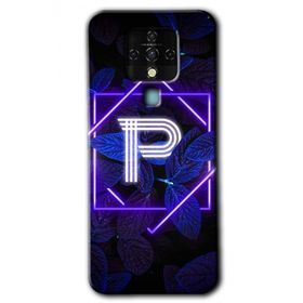 Tecno Camon 16 Dark Neon Yaprak P Harfi Baskılı Uyumlu Silikon Kılıf