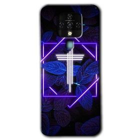 Tecno Camon 16 Dark Neon Yaprak T Harfi Baskılı Uyumlu Silikon Kılıf