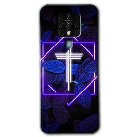 Tecno Camon 16 Dark Neon Yaprak T Harfi Baskılı Uyumlu Silikon Kılıf