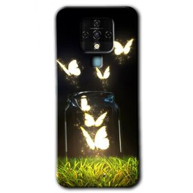 Tecno Camon 16 Işıklı Kelebekler Baskılı Uyumlu Silikon Kılıf