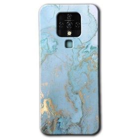 Tecno Camon 16 Mavi Gold Mermer Baskılı Uyumlu Silikon Kılıf