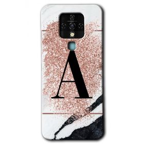 Tecno Camon 16 Pembe Mermer Desenli A Harfi Baskılı Uyumlu Silikon Kılıf