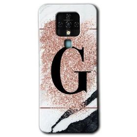 Tecno Camon 16 Pembe Mermer Desenli G Harfi Baskılı Uyumlu Silikon Kılıf