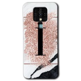 Tecno Camon 16 Pembe Mermer Desenli I Harfi Baskılı Uyumlu Silikon Kılıf