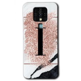 Tecno Camon 16 Pembe Mermer Desenli I Harfi Baskılı Uyumlu Silikon Kılıf