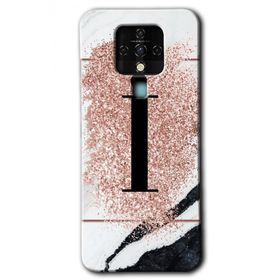 Tecno Camon 16 Pembe Mermer Desenli I Harfi Baskılı Uyumlu Silikon Kılıf