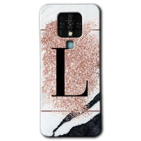 Tecno Camon 16 Pembe Mermer Desenli L Harfi Baskılı Uyumlu Silikon Kılıf