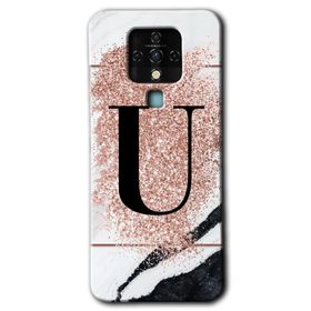 Tecno Camon 16 Pembe Mermer Desenli Ü Harfi Baskılı Uyumlu Silikon Kılıf