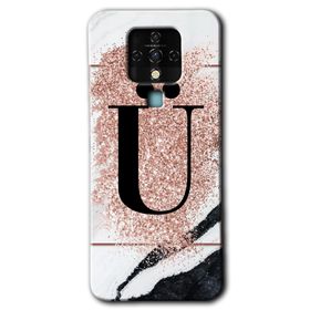 Tecno Camon 16 Pembe Mermer Desenli Ü Harfi Baskılı Uyumlu Silikon Kılıf