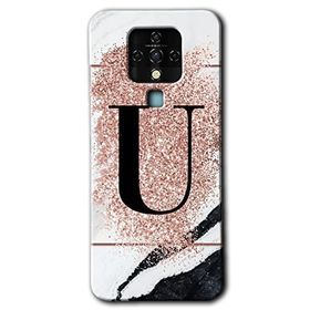 Tecno Camon 16 Pembe Mermer Desenli Ü Harfi Baskılı Uyumlu Silikon Kılıf